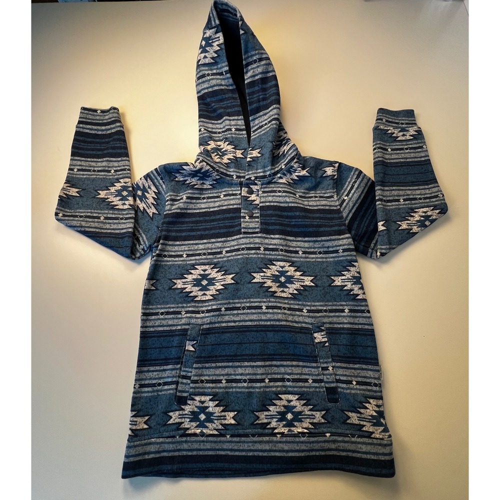 Depart west Boys Sz 10-12 Aztec‎ Print Hoodie Pullover Blue Tribal Southwestern